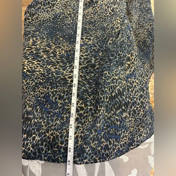 🖤”Kobi Halperin” 100% SILK Blue/Black/Cream Animal Print Bishop Sleeve Dress - Picture 9 of 13